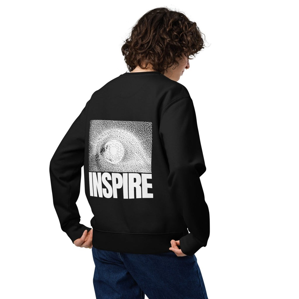 Black Unisex eco Sweatshirt Back Print "INSPIRE" - Elsewhere Co