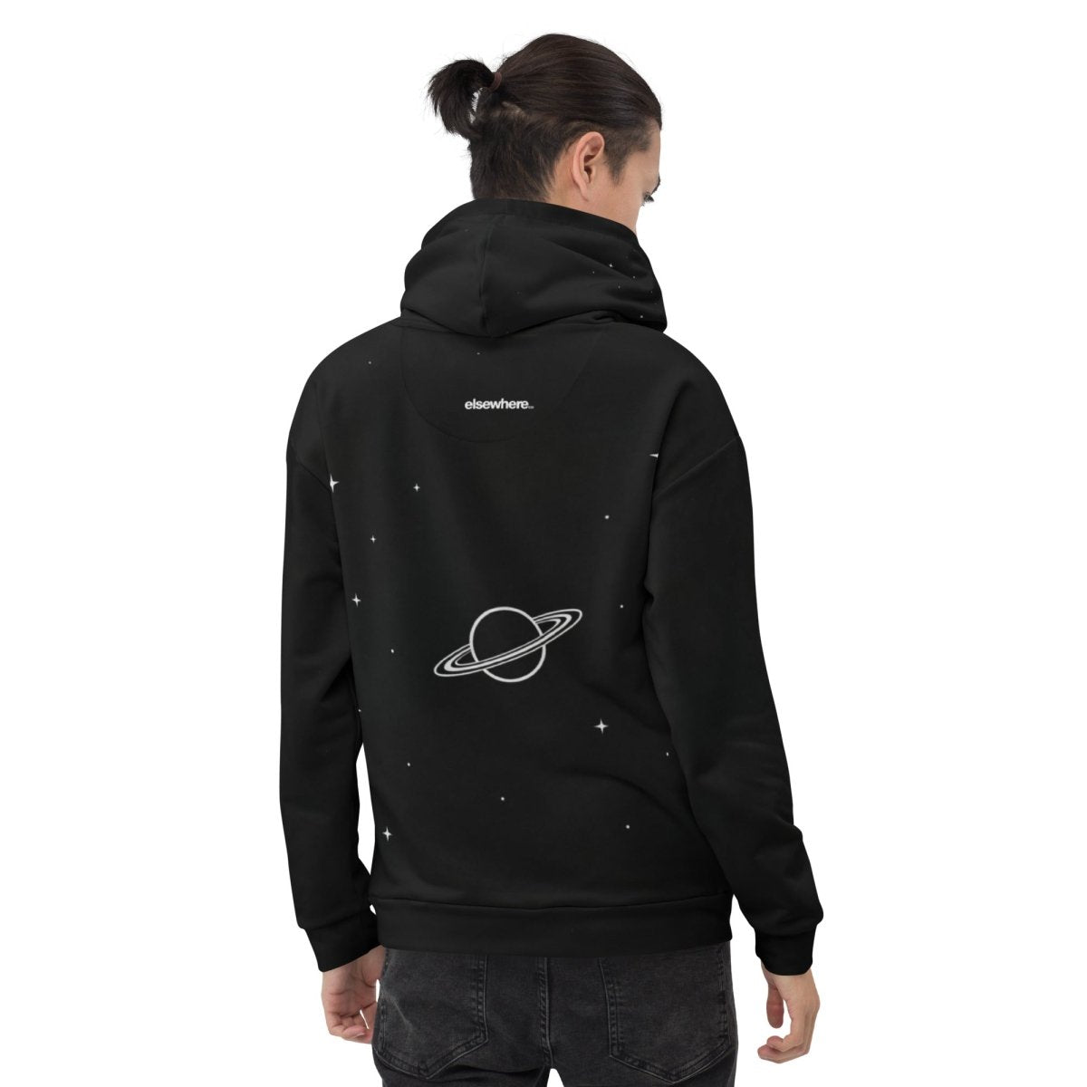 Elsewhere Co Black Hoodie Cosmos Full Print - Elsewhere Co