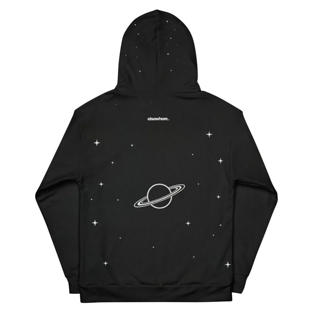 Elsewhere Co Black Hoodie Cosmos Full Print - Elsewhere Co