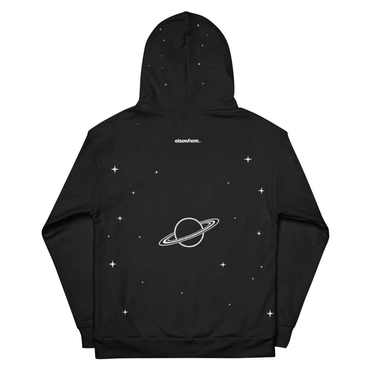 Elsewhere Co Black Hoodie Cosmos Full Print - Elsewhere Co