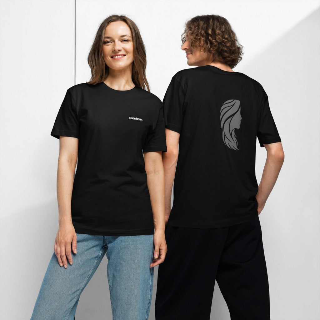Unisex fine jersey tee Full Black Back Print - Elsewhere Co