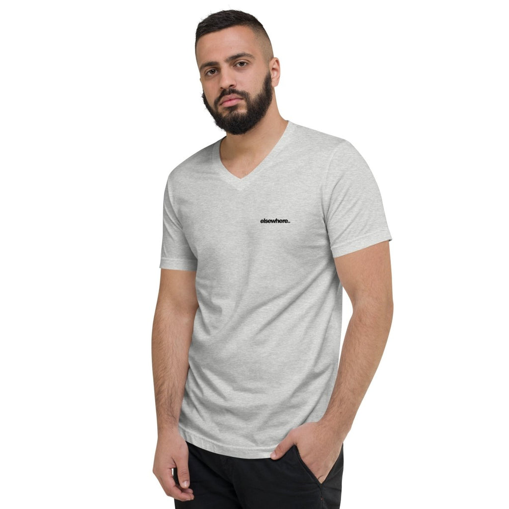 Unisex Short Sleeve V - Neck T-Shirt Back Print - Elsewhere Co