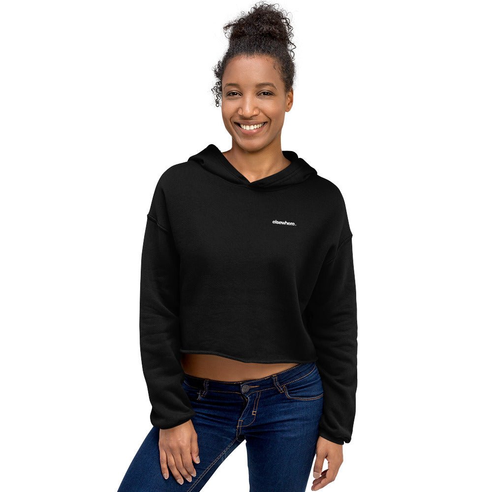 Women's Black Crop Hoodie Back Star Print - Elsewhere Co