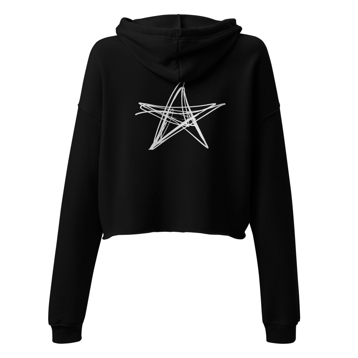 Women's Black Crop Hoodie Back Star Print - Elsewhere Co